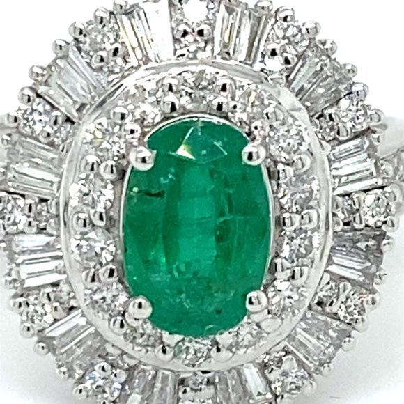 Certified Emerald 1.70ct Diamonds Platinum Ring - Picture 6 of 7